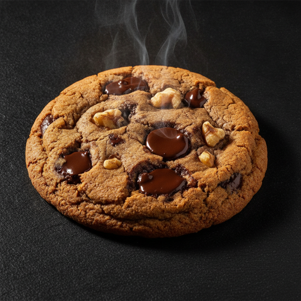 Fresh chocolate chip cookie close-up